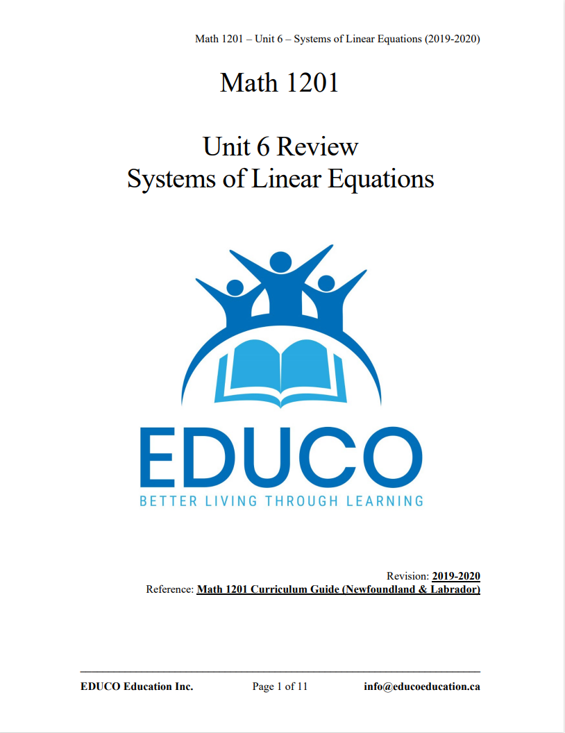 unit-6-systems-of-linear-equations-math-1201-digital-download