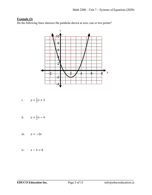 Unit 7: Systems of Equations - Math 2200 (Digital Download)