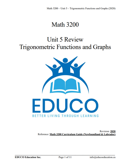 Unit 5: Trigonometric Functions and Graphs - Math 3200 (Digital Download)