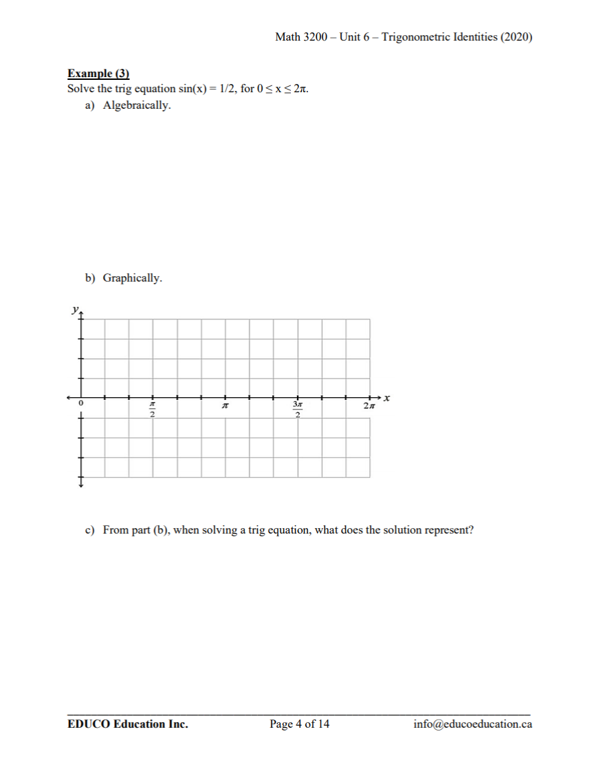 Unit 6: Trigonometric Identities - Math 3200 (Digital Download)