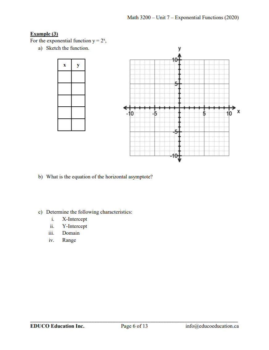 Unit 7: Exponential Functions - Math 3200 (Digital Download)